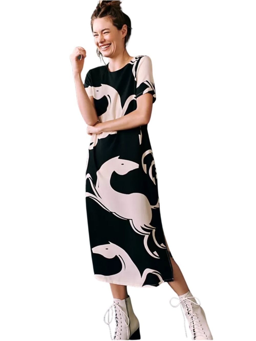 Corey Lynn Calter Caballos Midi Dress ho🤍🖤🐎